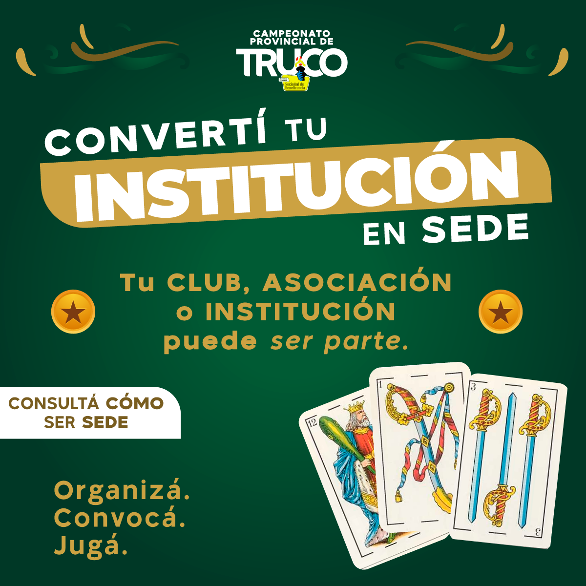 Convertí tu institución en sede del Campeonato Provincial de Truco